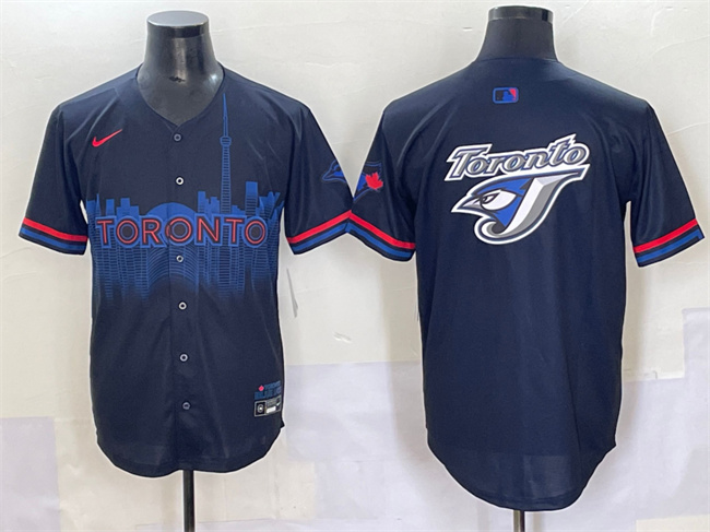 Men's Toronto Blue Jays Team Big Logo Navy 2024 City Connect Limited Stitched Baseball Jersey Men's Toronto Blue Jays Team Big Logo Navy 2024 City Connect Limited Stitched Baseball Jersey